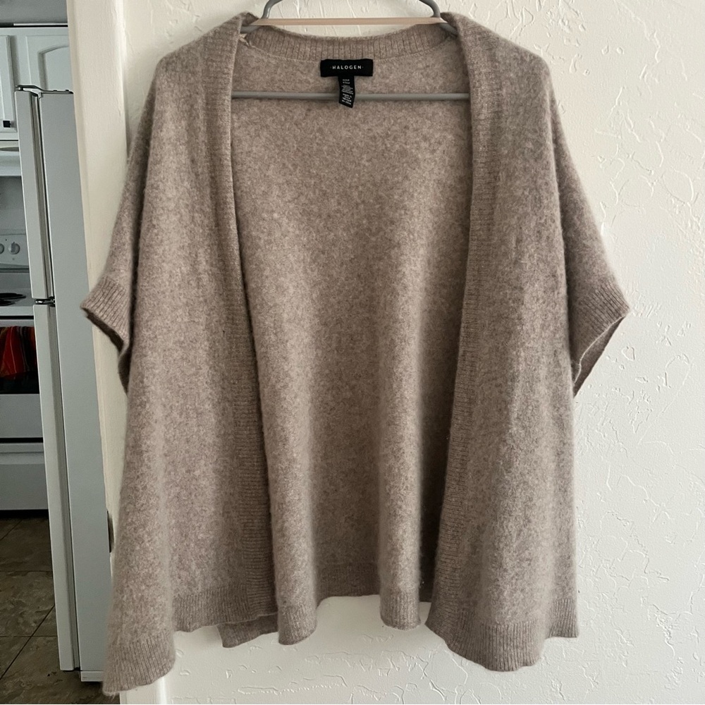 Halogen women's oatmeal one size open front oversized sweater shrug cardigan